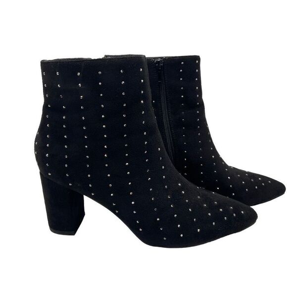 H Halston Women's Tokyo Bedazzled Ankle Booties Black Size 8.5 - Picture 1 of 9